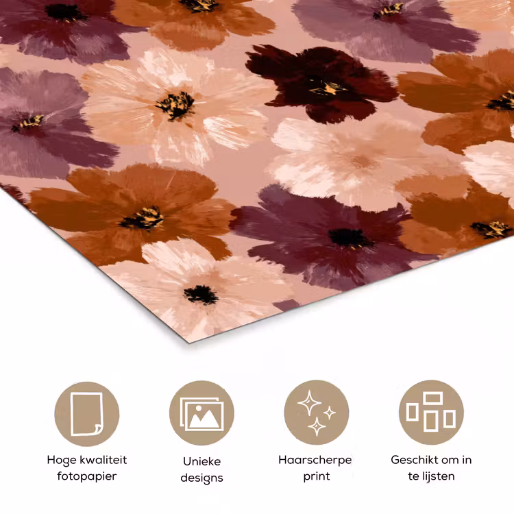 Bloemen - Abstract - Aardetinten poster papier klein 62 -closeup_NL
