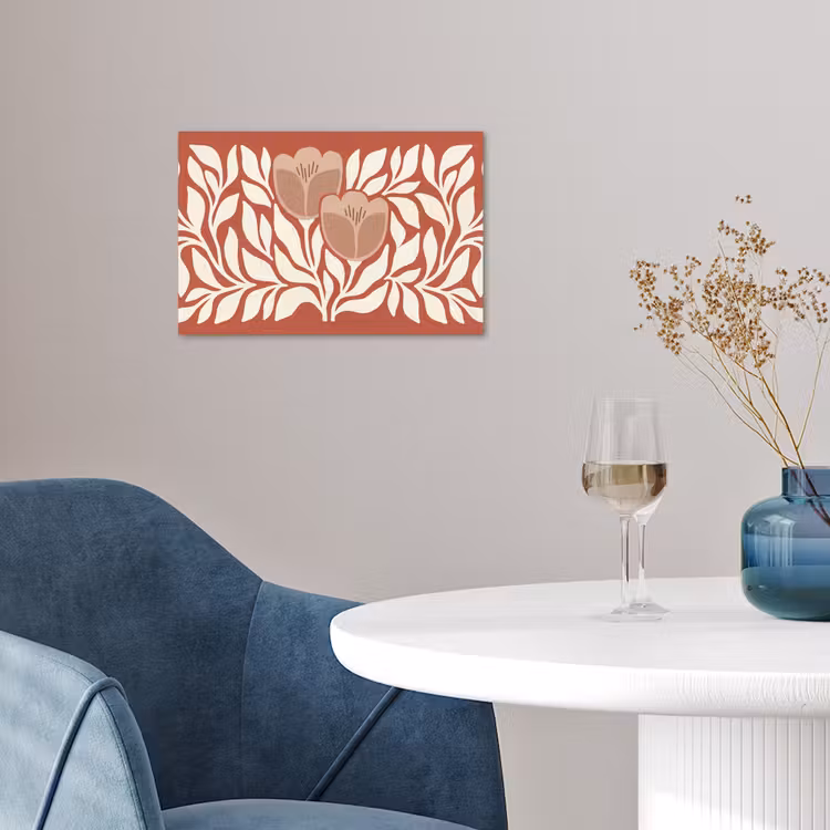 Bloemen - Abstract - Modern - Beige - Natuur poster papier klein -sfeer3