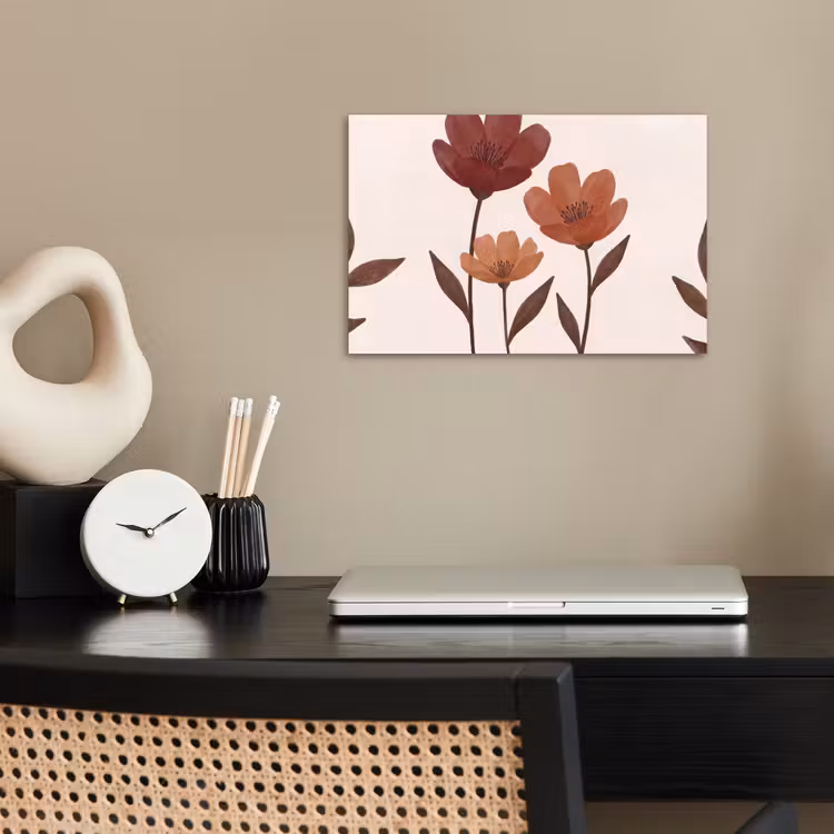 Bloemen - Abstract - Modern - Bruin - Decoratief poster papier klein -sfeer1