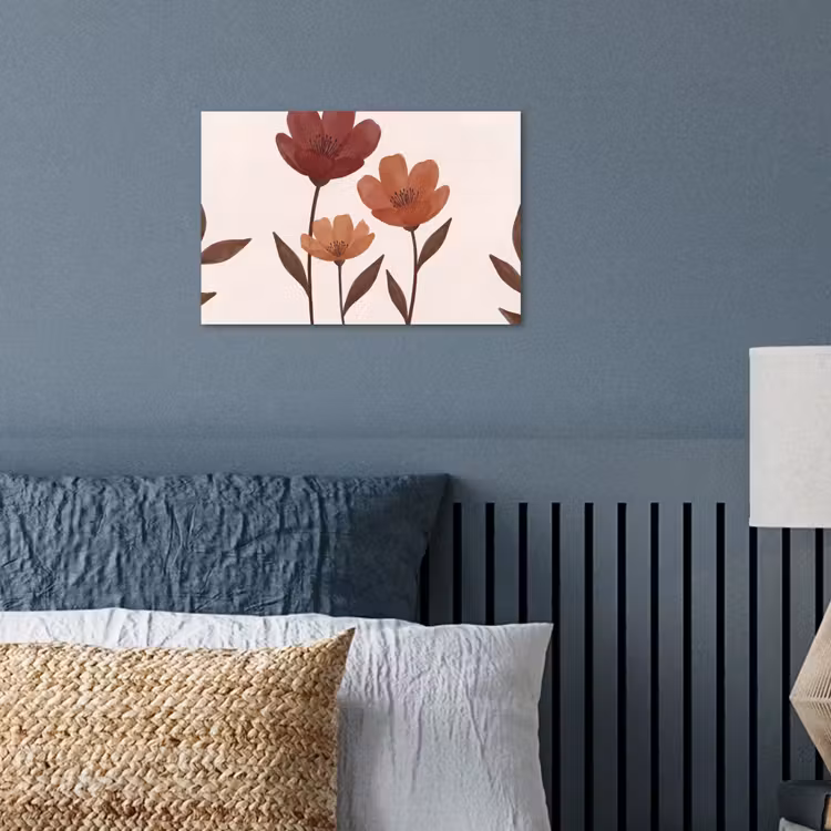 Bloemen - Abstract - Modern - Bruin - Decoratief poster papier klein -sfeer2