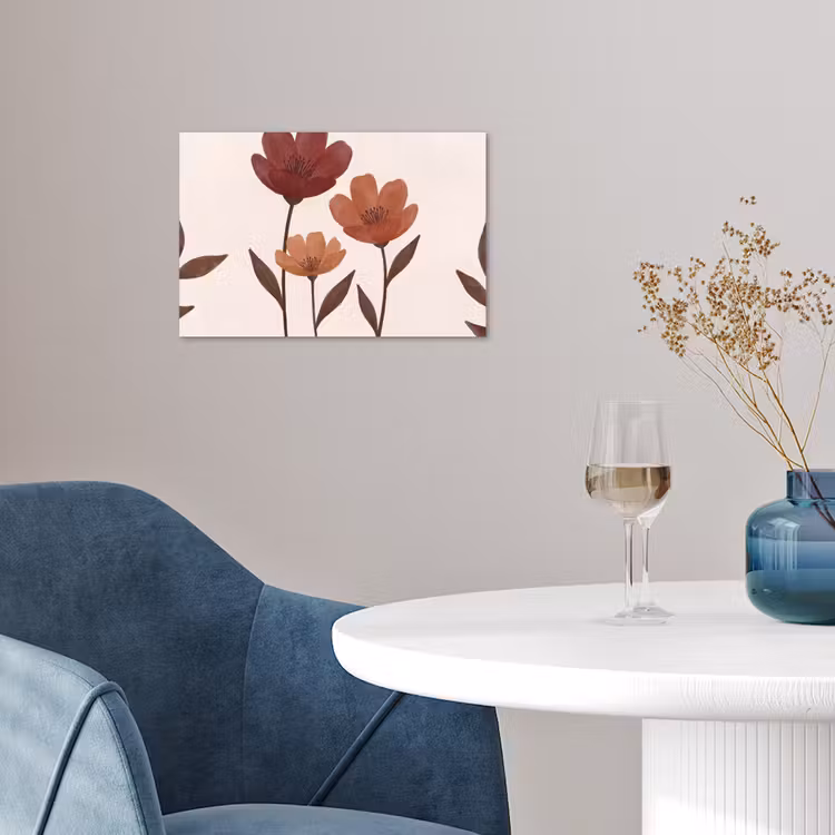 Bloemen - Abstract - Modern - Bruin - Decoratief poster papier klein -sfeer3