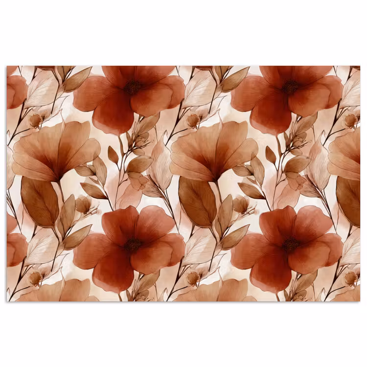 Bloemen - Aquarel - Botanisch - Terracotta poster papier klein 62 -3d