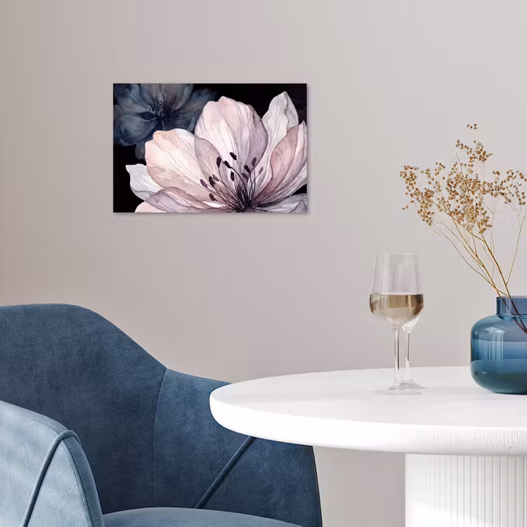 Bloemen - Aquarel - Modern - Roze - Donker poster papier klein -sfeer3