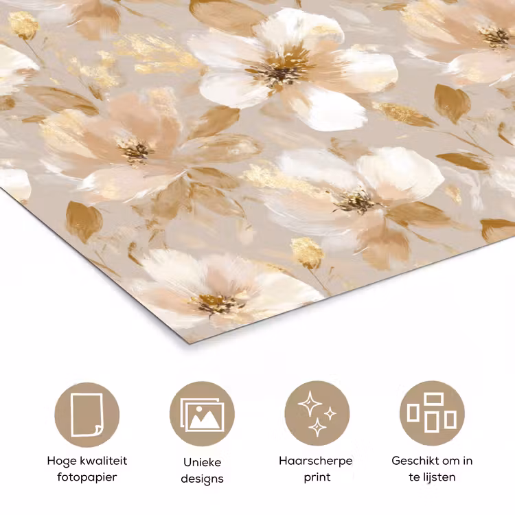 Bloemen - artistiek - Goud poster papier klein 62 -closeup_NL