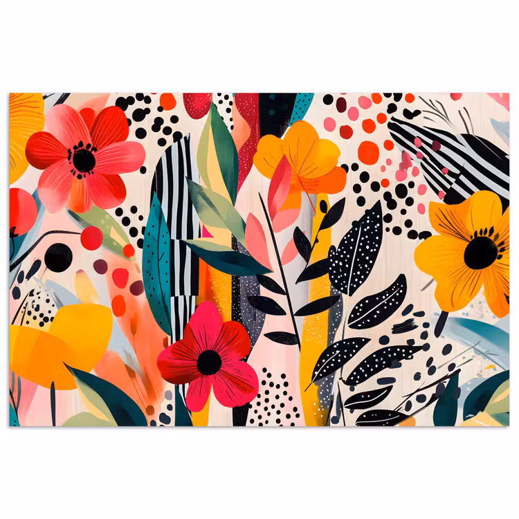 Bloemen - Bladeren - Abstract - Kleurrijk poster papier klein -3d