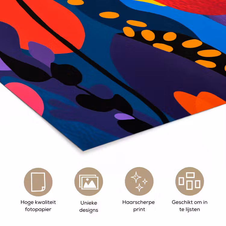 Bloemen - Bladeren - Abstract - Rood poster papier klein -closeup_NL