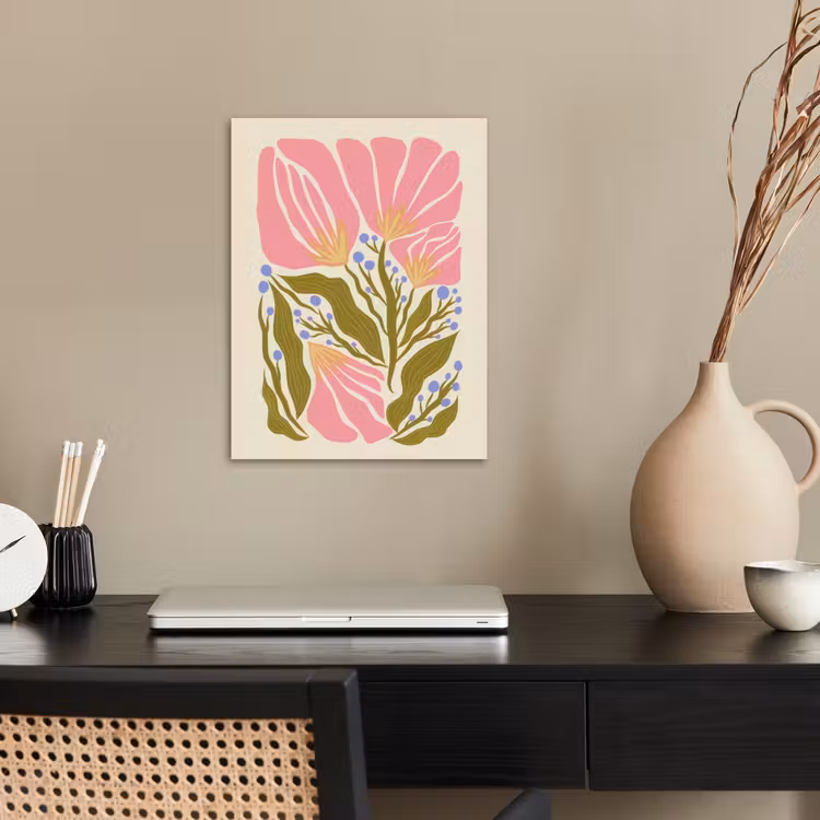 Bloemen - Bladeren - Abstract - Roze poster papier klein -sfeer1