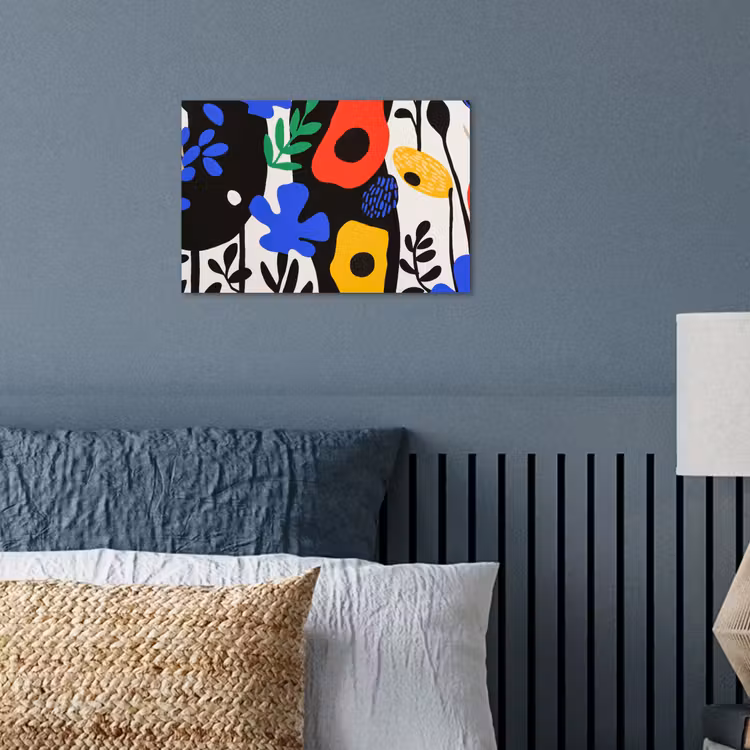 Bloemen - Bladeren - Abstract - Zwart poster papier klein -sfeer2