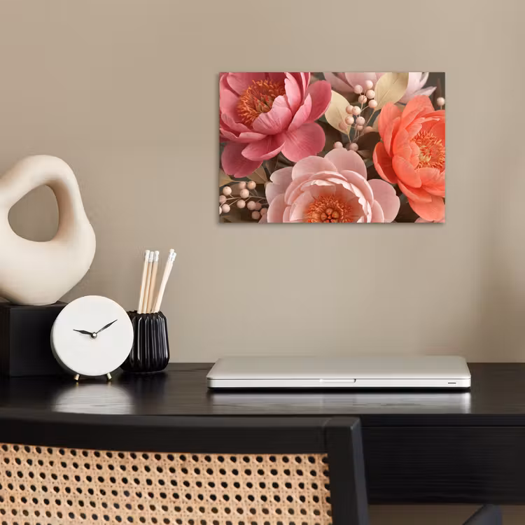 Bloemen - Bloesem - Zacht - Koraal - Decoratie poster papier klein -sfeer1