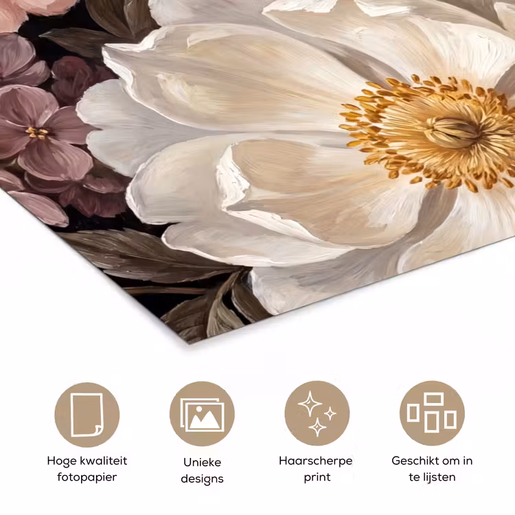Bloemen - Boeket - Klassiek - Donker - Rood poster papier klein -closeup_NL