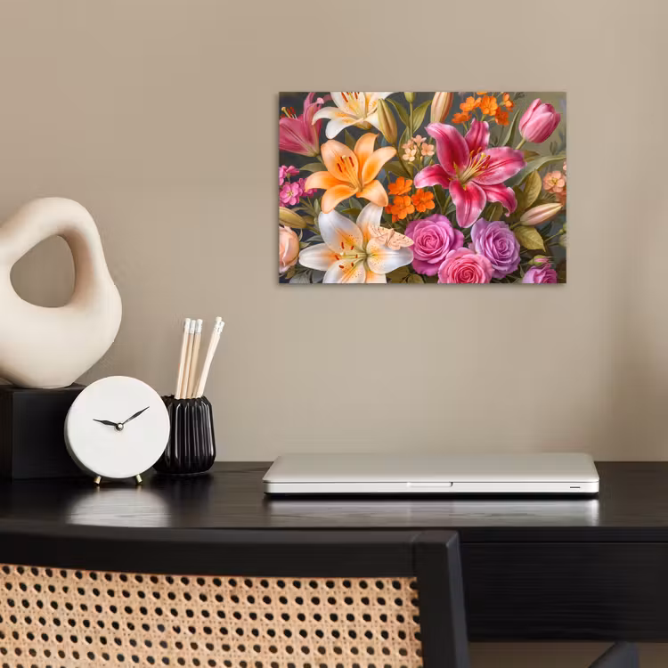 Bloemen - Boeket - Natuur - Kleurrijk - Modern poster papier klein -sfeer1