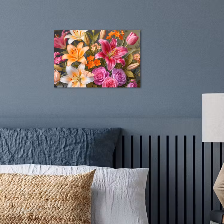 Bloemen - Boeket - Natuur - Kleurrijk - Modern poster papier klein -sfeer2