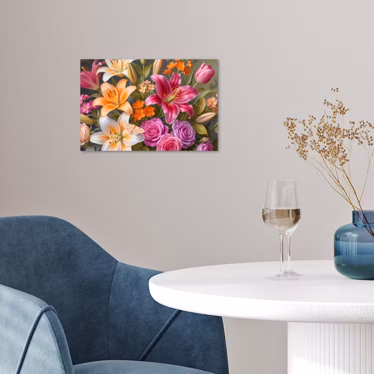 Bloemen - Boeket - Natuur - Kleurrijk - Modern poster papier klein -sfeer3