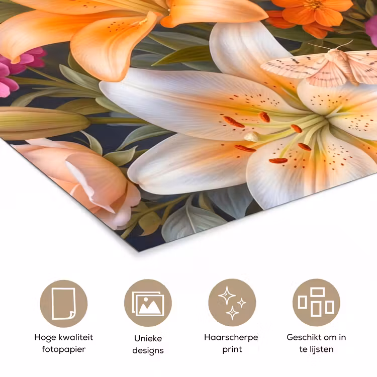 Bloemen - Boeket - Natuur - Kleurrijk - Modern poster papier klein -closeup_NL