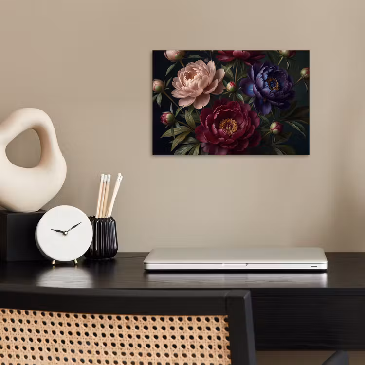 Bloemen - Boeket - Natuur - Modern - Donker poster papier klein -sfeer1