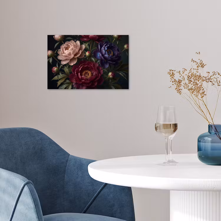 Bloemen - Boeket - Natuur - Modern - Donker poster papier klein -sfeer3