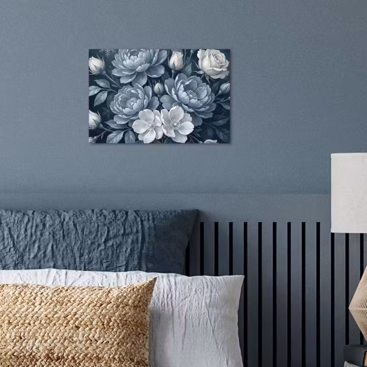 Bloemen - Boeket - Winter - Abstract - Blauw poster papier klein -sfeer2