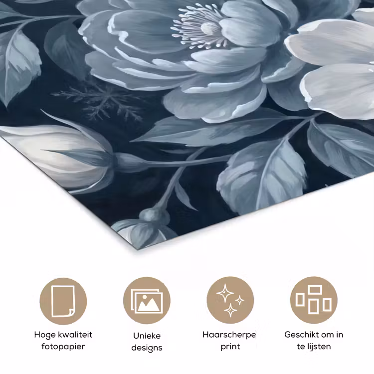 Bloemen - Boeket - Winter - Abstract - Blauw poster papier klein -closeup_NL