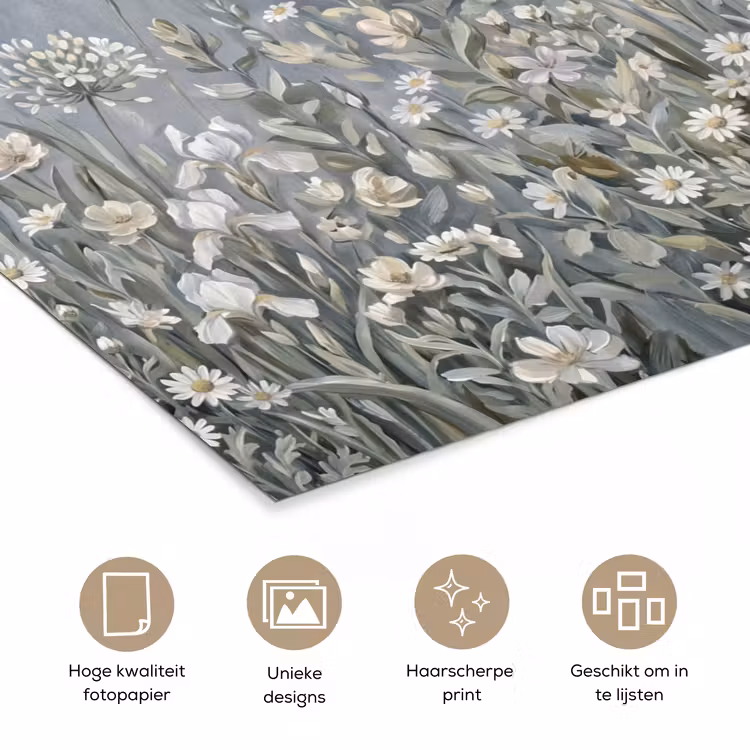 Bloemen - Botanisch - Blauw poster papier klein -closeup_NL