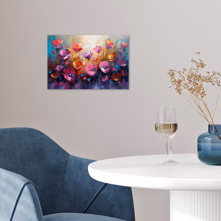 Bloemen - Botanisch - Kunst - Roze - Natuur poster papier klein -sfeer3