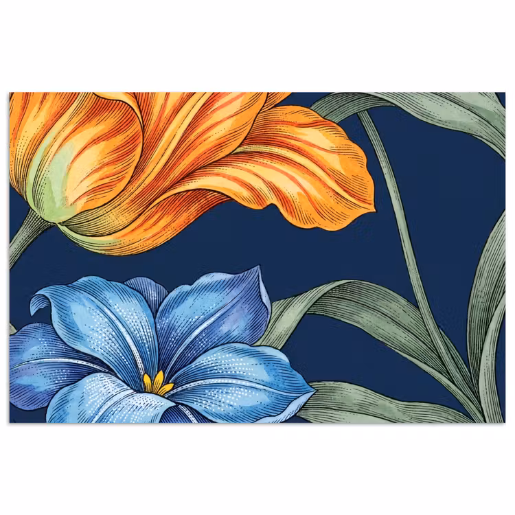 Poster - Bloemen - Botanisch - Patroon - Bloemen - Botanisch - Patroon poster papier klein