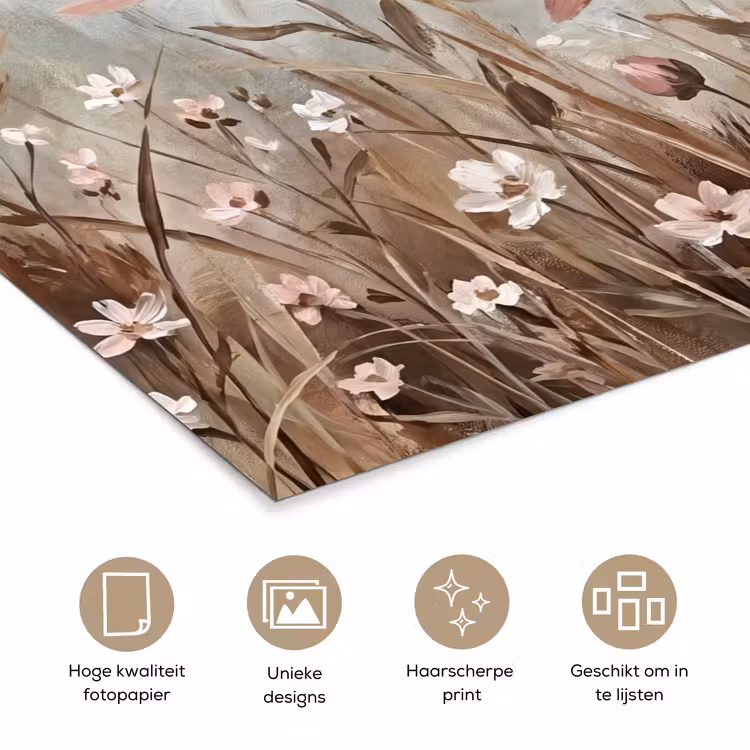 Bloemen - Botanisch - Schilderij - Pastel - Rustiek poster papier klein -closeup_NL