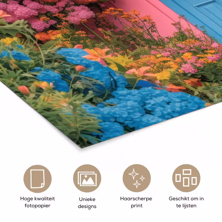 Bloemen - Deur - Roze poster papier klein -closeup_NL