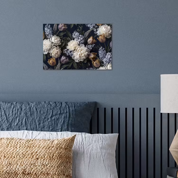 Bloemen - Donker - Elegant - Natuur - Wit poster papier klein -sfeer2