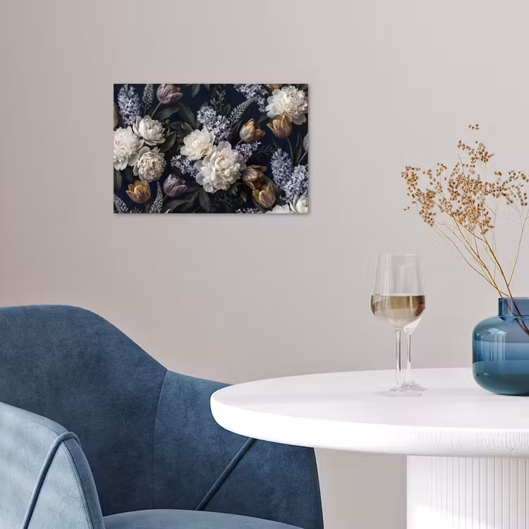 Bloemen - Donker - Elegant - Natuur - Wit poster papier klein -sfeer3