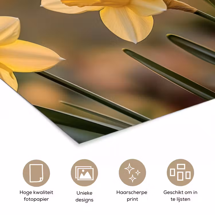 Bloemen - Geel - Wazig poster papier klein -closeup_NL