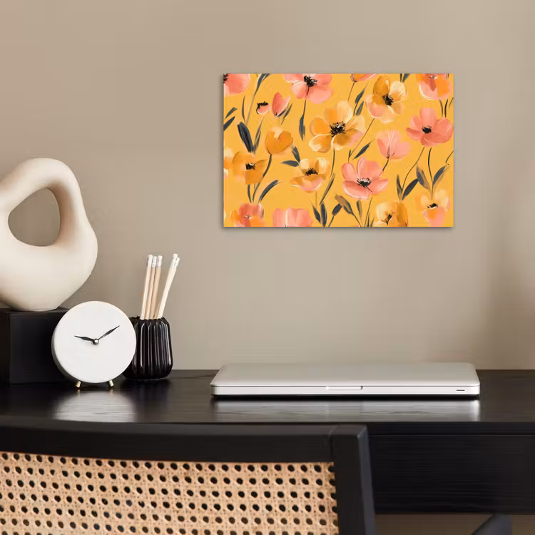 Bloemen - Geschilderd - Geel poster papier klein -sfeer1