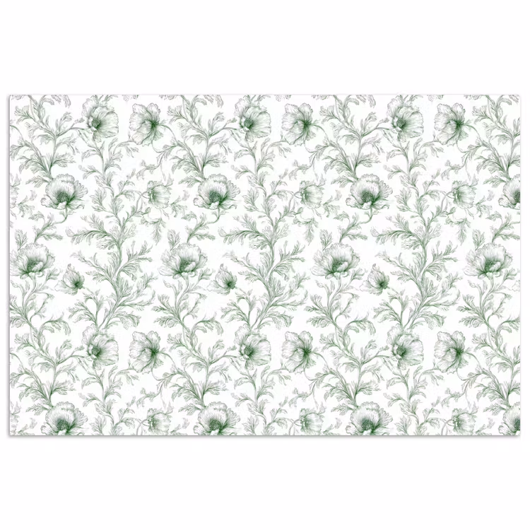 Bloemen - Getekend - Groen poster papier klein 62 -3d