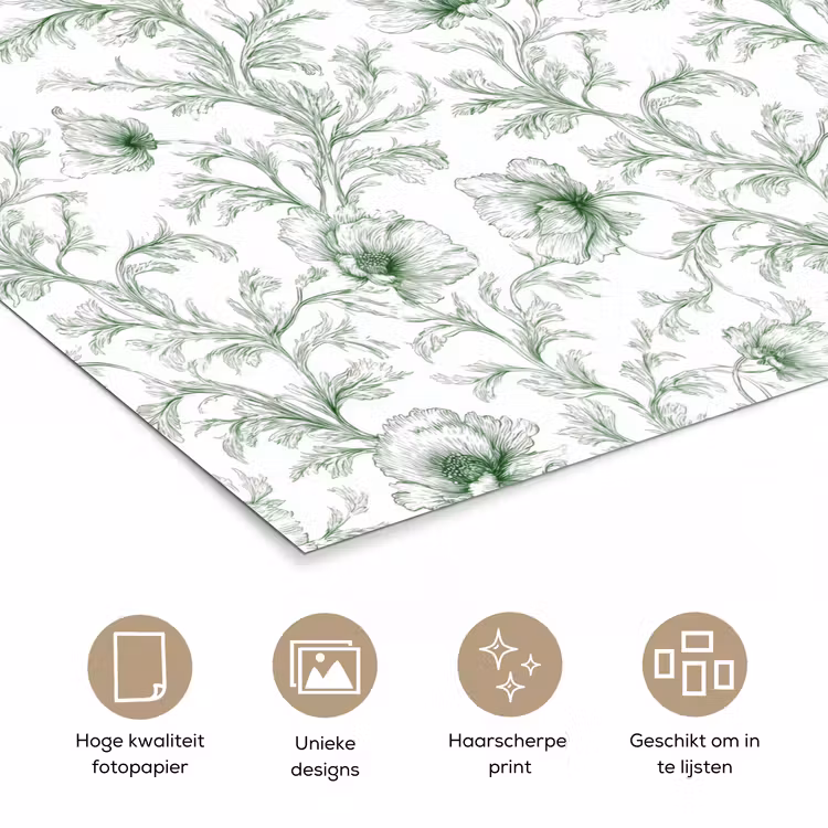 Bloemen - Getekend - Groen poster papier klein 62 -closeup_NL