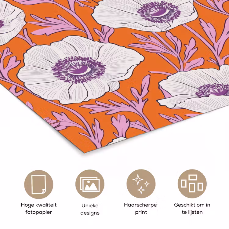 Bloemen - Grafisch - Oranje poster papier klein 62 -closeup_NL