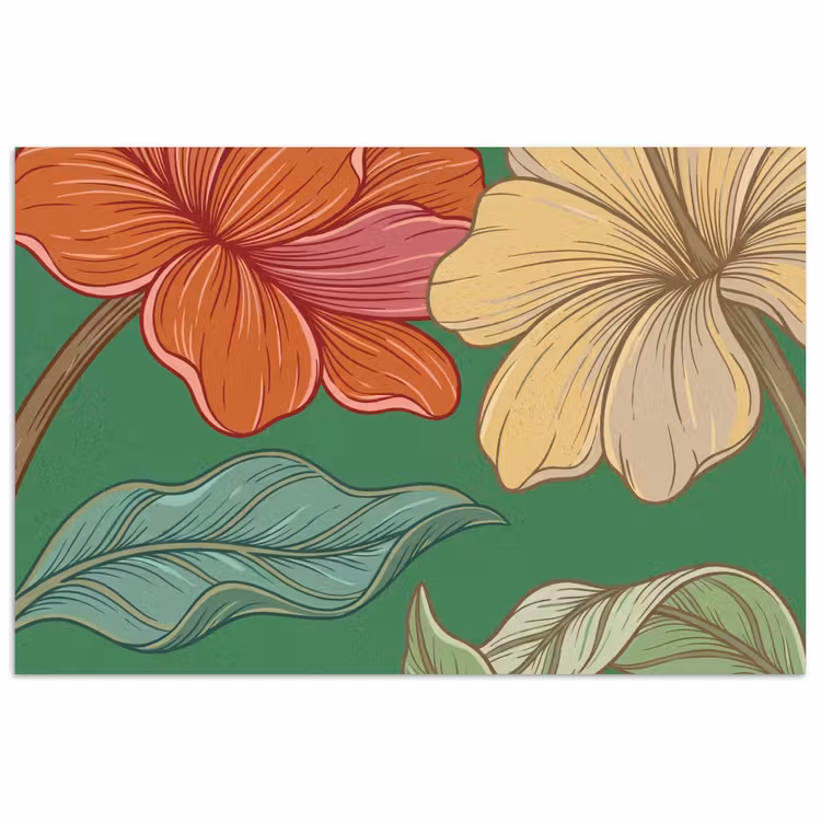 Poster - Bloemen - Groen - Illustratie - Bloemen - Groen - Illustratie poster papier klein