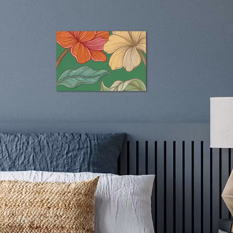 Poster - Bloemen - Groen - Illustratie - Bloemen - Groen - Illustratie poster papier klein