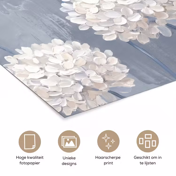 Bloemen - Illustratie - Blauw poster papier klein -closeup_NL