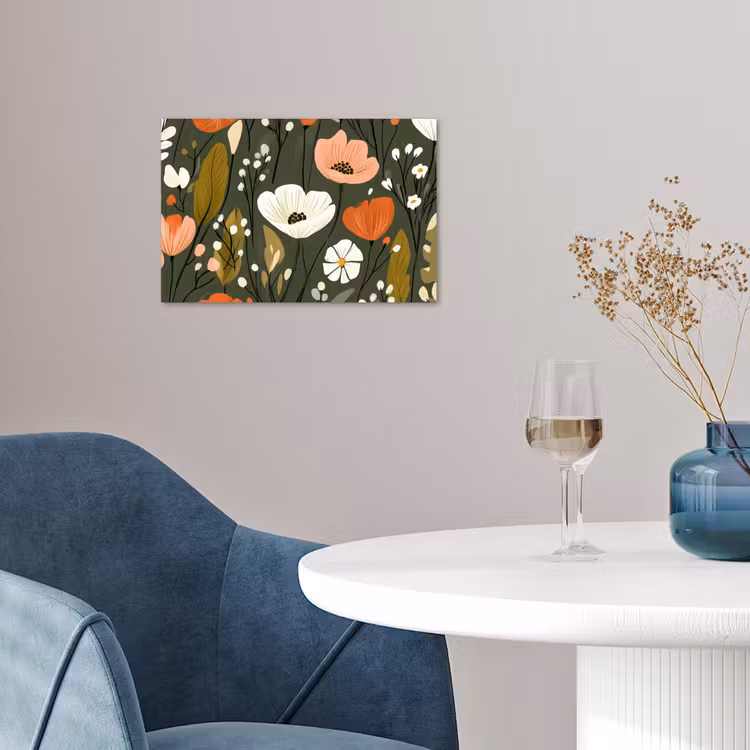 Bloemen - Illustratie - Groen poster papier klein -sfeer3