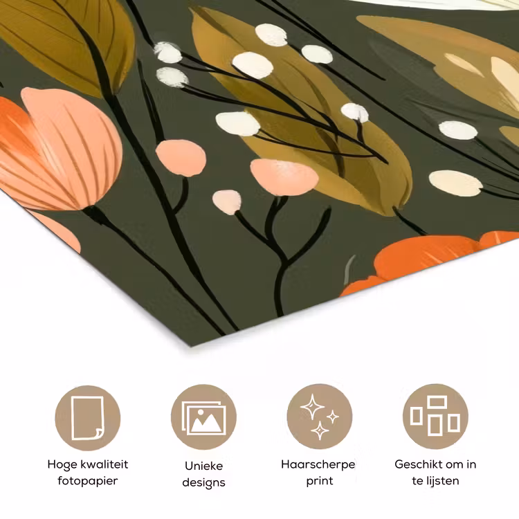 Bloemen - Illustratie - Groen poster papier klein -closeup_NL