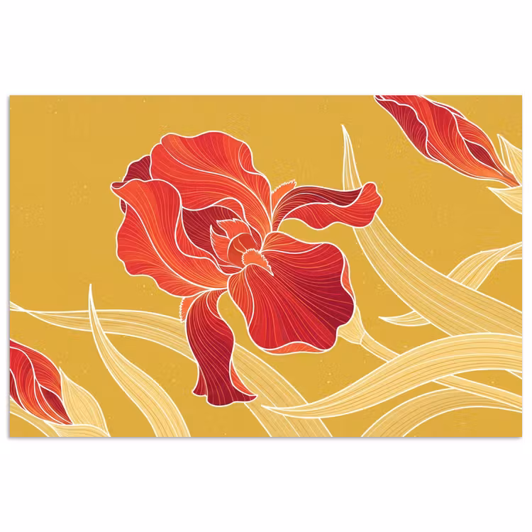 Poster - Bloemen - Illustratie - Rood - Bloemen - Illustratie - Rood poster papier klein