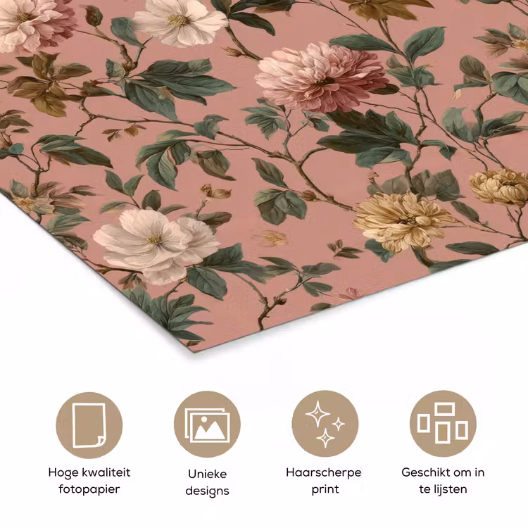Bloemen - Klassiek - Roze poster papier klein 62 -closeup_NL