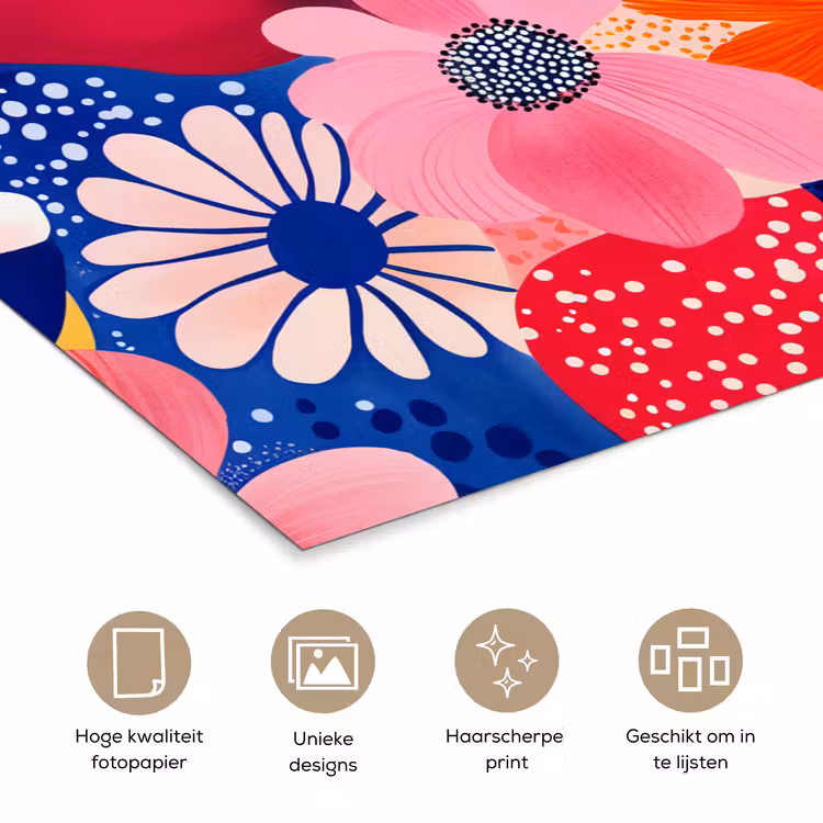 Bloemen - Kleurrijk - Stippen poster papier klein -closeup_NL