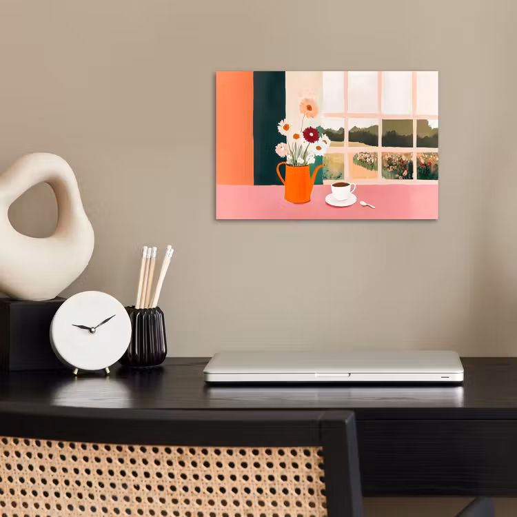 Bloemen - Koffie - Raam poster papier klein -sfeer1