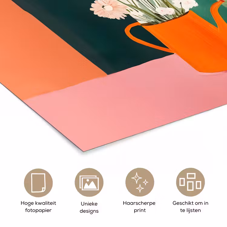Bloemen - Koffie - Raam poster papier klein -closeup_NL