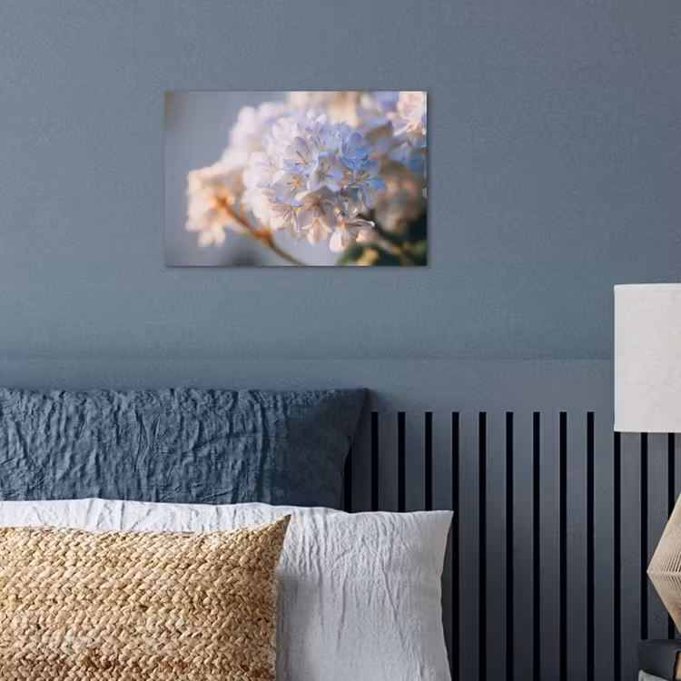 Bloemen - Lichtblauw - Wazig - Trosje poster papier klein -sfeer2
