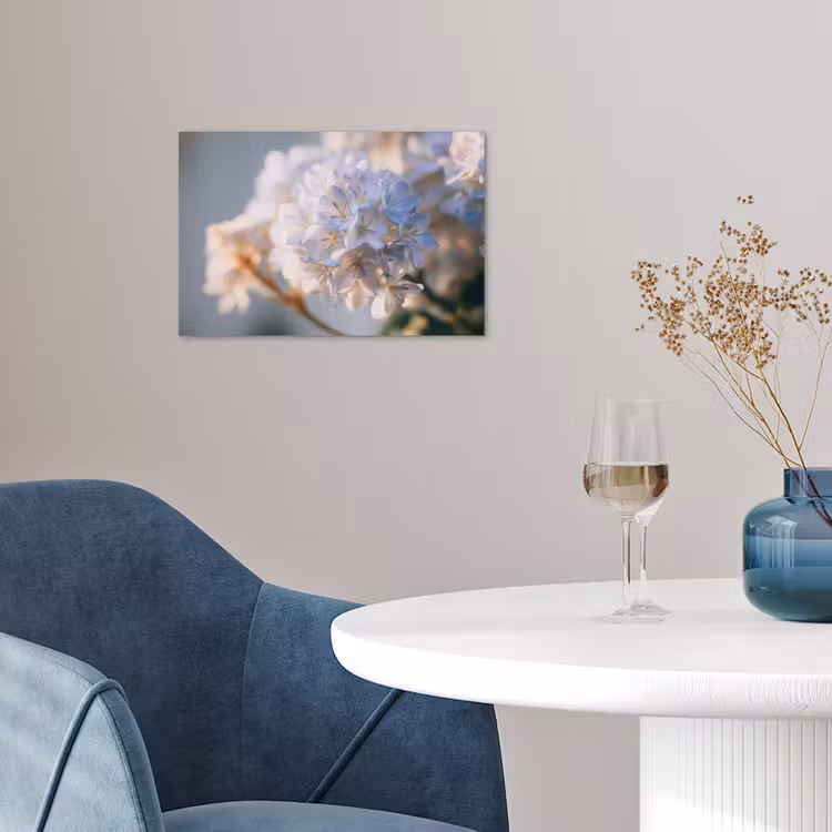 Bloemen - Lichtblauw - Wazig - Trosje poster papier klein -sfeer3