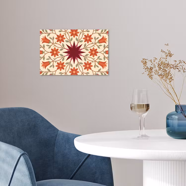 Bloemen - Mandala - Decoratief - Rood poster papier klein -sfeer3