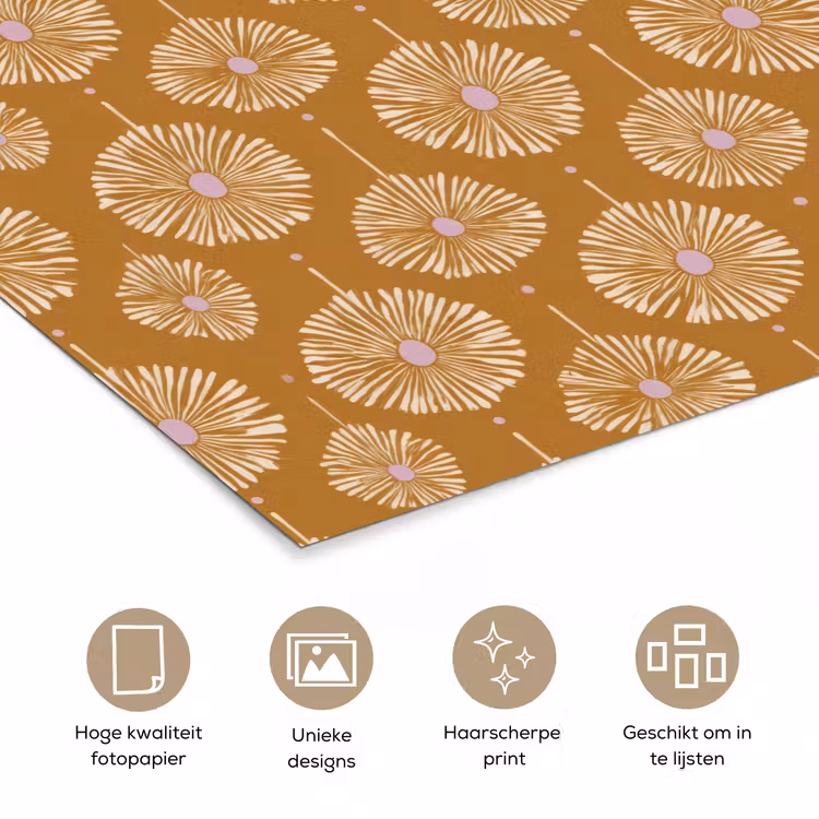 Bloemen - Modern - Oker poster papier klein 62 -closeup_NL
