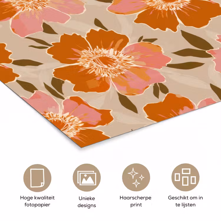 Bloemen - Motief - Retro poster papier klein 62 -closeup_NL
