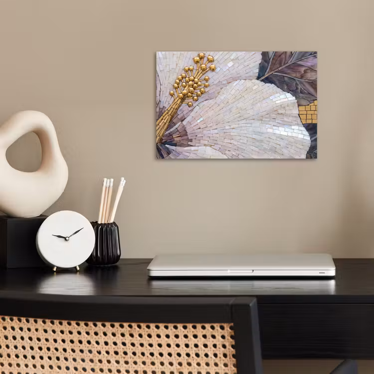 Bloemen - Mozaïek - Kunst - Modern - Goud poster papier klein -sfeer1